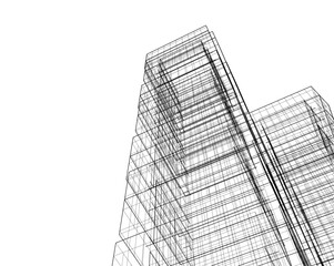 Fototapeta premium Architectural drawing vector illustration on white background