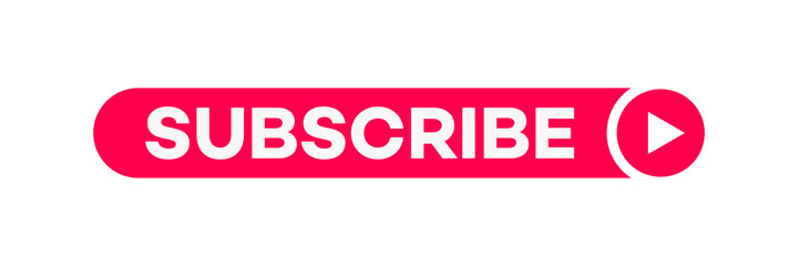 Vector subscribe red button trendy style for channel, blog, vlog, social media, motion, marketing isolated on white background. 10 eps
