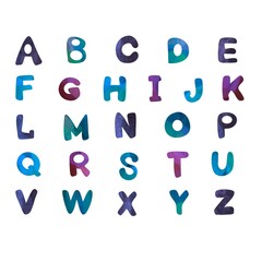 Set English cartoon alphabet for stickers and kids and school accessories and notebooks and fabrics and wrapping paper