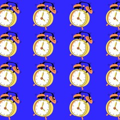 alarm clock seamless pattern, illustration back to school background