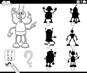 shadow game with cartoon robot coloring page