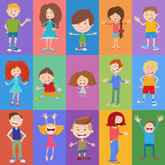 Fototapeta premium pattern or background design with cartoon children characters