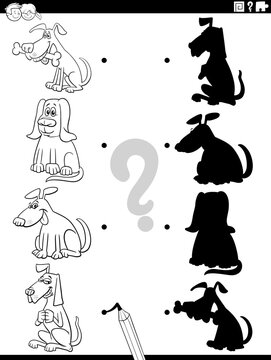 shadow game with cartoon dogs coloring page