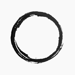 Vector ring watercolor texture black color isolated on white background for logo, emblem, label, painting. Hand draw grunge stripes circle. 10 eps