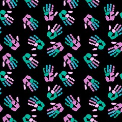 Handprint seamless team work pattern for school and kids and wrapping paper and notebooks and clothes print