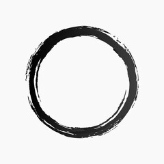 Vector ring watercolor texture black color isolated on white background for painting, logo, emblem, label. Hand draw grunge stripes circle. 10 eps