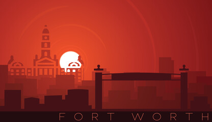 Fort Worth Low Sun Skyline Scene