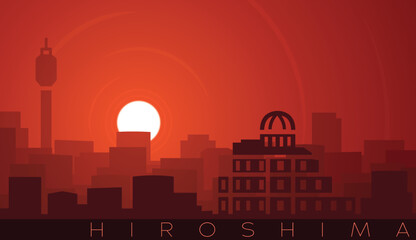 Obraz premium Hiroshima Low Sun Skyline Scene
