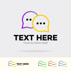 Naklejka premium Chat logo isolated on background for support, social media, communication, chat bot, chatting technology, connection, consulting agency, business, teamwork, forum, app. Vector 10 eps