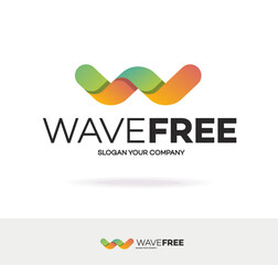 Wave logo isolated on white background for music logotype, healthy sign. Vector 10 eps