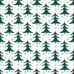 Obraz premium Winter new year seamless Christmas trees balls toys pattern for wrapping and clothes print and accessories and gifts box