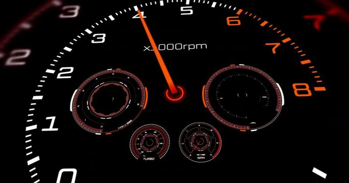 Formula Racing Car Speeding Up. Speedometer Pushing To The Limits. Racing Sports And High Performance Engines 3D Animation.