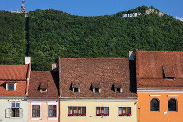 Fototapeta na wymiar The landmark sign of Brasov city Romania