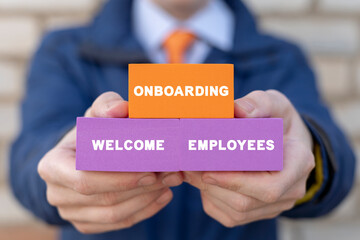 Onboarding Business Process New Employee Concept. Welcome onboard and recruitment.