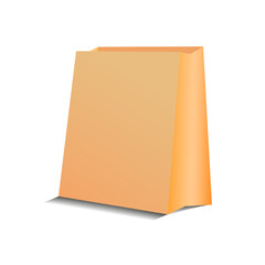 Paper bag 3d realistic style Isolated on white background for eco market poster, nature food market, recycled, zero waste bag, shopping handbag. Vector Illustration 10 eps