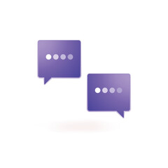 Vector icon of speech bubbles. Dialog chat in purple color isolated on white backdrop