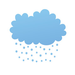 Snow cloud isolated, snowfall weather forecast flat vector icon.