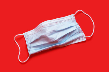 Protection against respiratory infection. Danger of viral infection. Isolate on a red background....