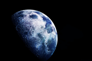 Shining moon on a dark background. Elements of this image furnished by NASA