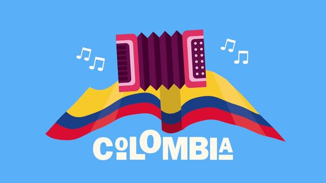 colombia country lettering with flag