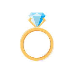 Vector cute engagement ring colorful isolated icon
