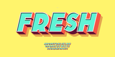 Vector fresh font 3d bold style trendy typography cute color for summer party poster, decoration, promotion, book, infographics, motion graphics, video, t shirt, logo, book, animation, banner, game