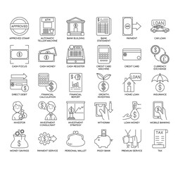 Set of Banking  thin line icons for any web and app project.