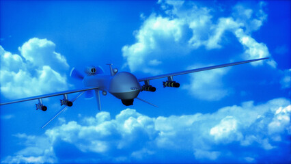 a military drone in action (3d rendering)