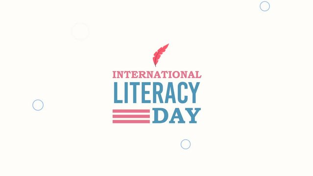 happy literacy day lettering animation