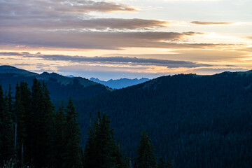 Fototapeta na wymiar Sunrise over the Holy Cross Wilderness. Colorado Rocky Mountains, near Beaver Creek. 