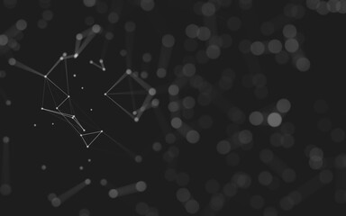 Abstract background. Molecules technology with polygonal shapes, connecting dots and lines. Connection structure. Big data visualization.