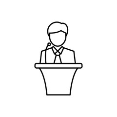 Public speaking icon with linear style isolated on white background