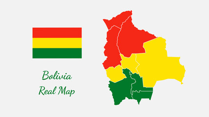 Bolivia real map vector