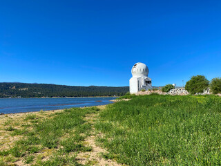 lake space exploration telescope observatory sky science blue sky clear lakeside laboratory