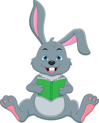 cute rabbit reading a book