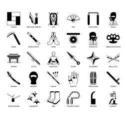 Set of ninja thin line icons for any web and app project. © AmethystStudio