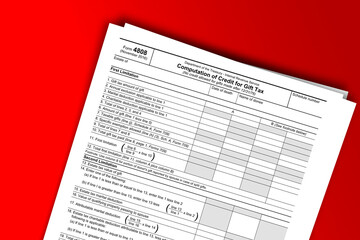 Form 4808 documentation published IRS USA 07.18.2018. American tax document on colored
