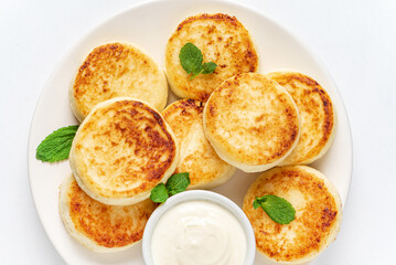 cottage cheese pancakes  with sour cream