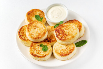 cottage cheese pancakes  with sour cream