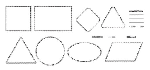 set of rope frame isolated or nautical rope vintage template or heart rope texture frame. eps vector © coolvectormaker