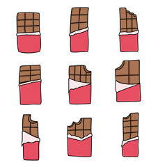 Set hand drawn chocolate