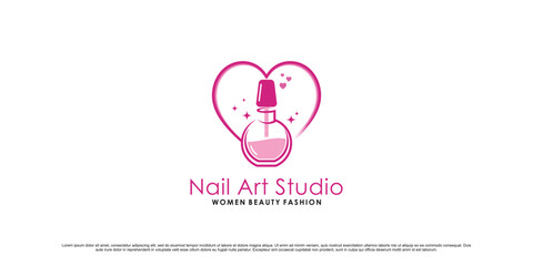 Fototapeta na wymiar Nail art studio logo design illustration for women beauty with unique concept Premium Vector