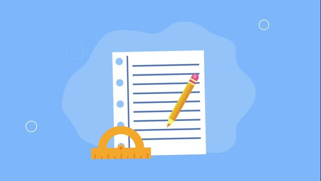 notebook sheet with pencil and rule