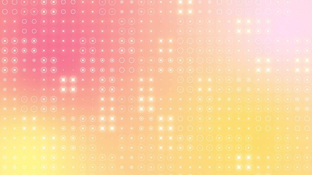 Shiny polka dots blinking randomly and scrolling 
 on pink and yellow background