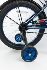 training wheels of kids bike with, close-up view