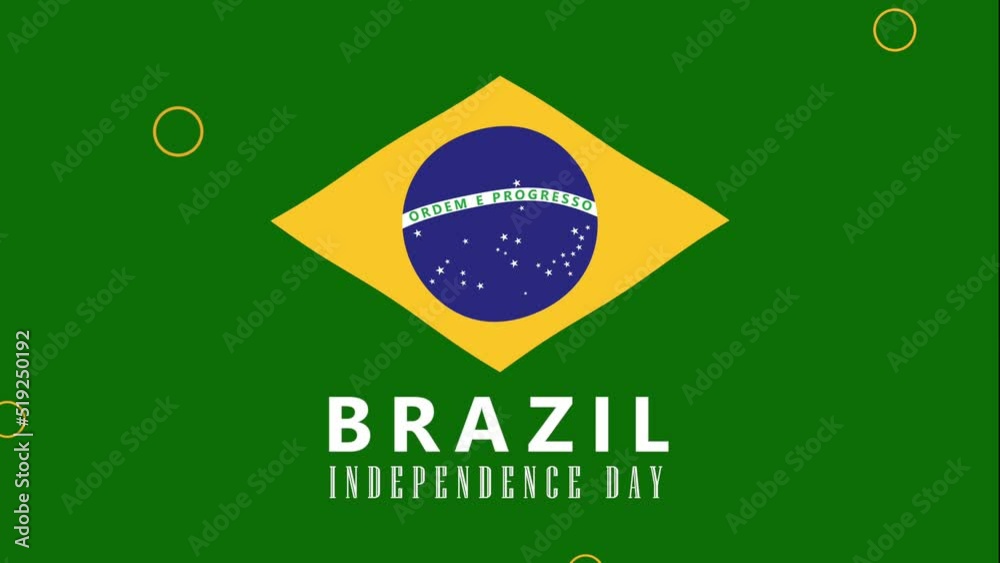 Poster brazil independence lettering with flag