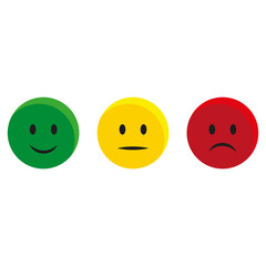 Flat illustration with emotions. Survey reaction icon. Smile icon. Vector illustration. stock image. 