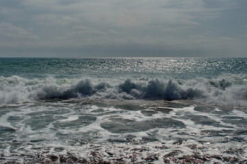 Waves breaking on Los Frailes Beach in Machalilla National Park, near Puerto Lopez, Ecuador