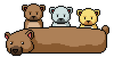 pixel art long bear family