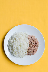 Simple and basic menu of rice with tuna